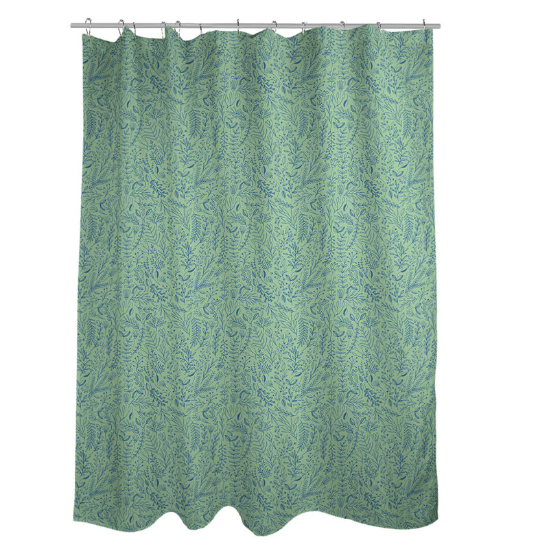 Rideau simple à motif floral ditsy classique, Vert / Bleu