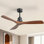 Ventilateur de plafond classique à 3 pales en bois massif 52 po avec télécommande et sans lumières Sofucor Kemp, noir et brun