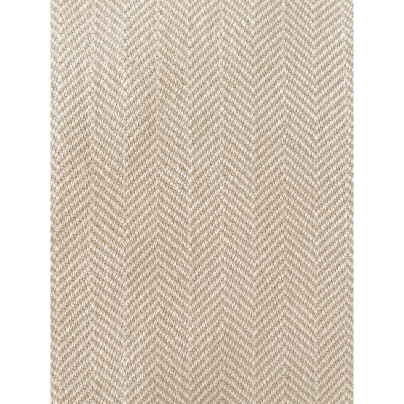 Beige Cotton Herringbone Throw Blanket with Tassels