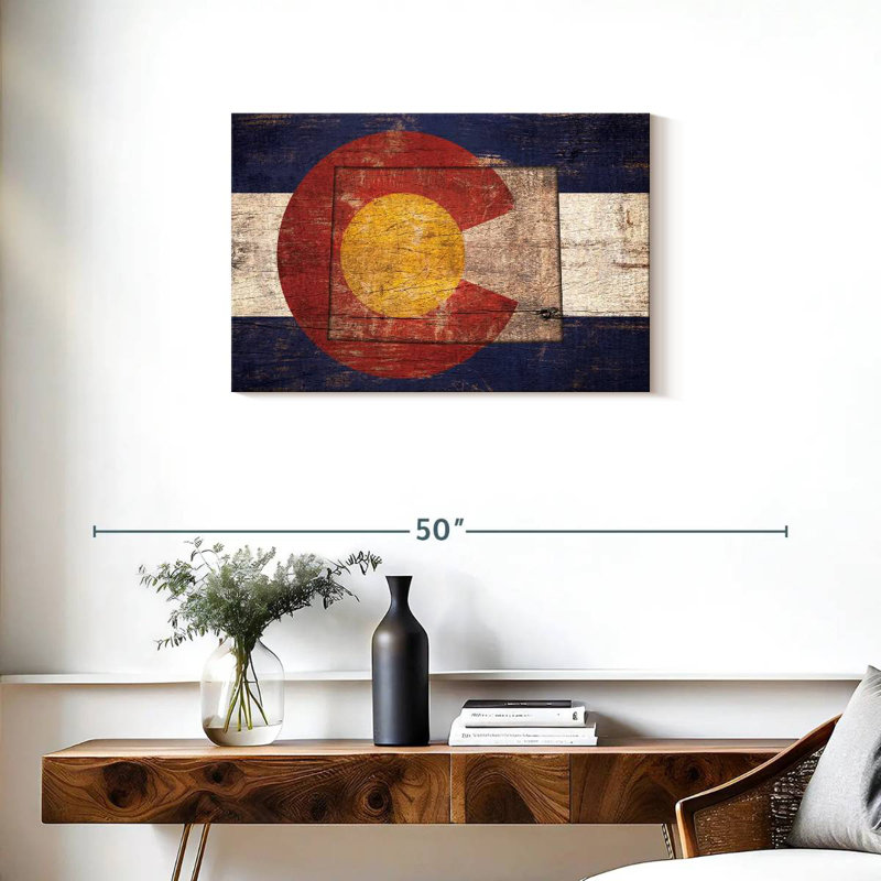 Borges State Map Over Colorado Flag, 20" H x 30" W