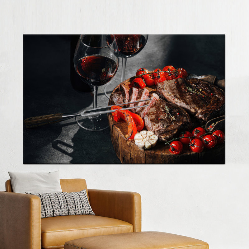 Toile imprimée: art de la viande élégant pour un décor de cuisine moderne, 1P WhiteFramedCanves