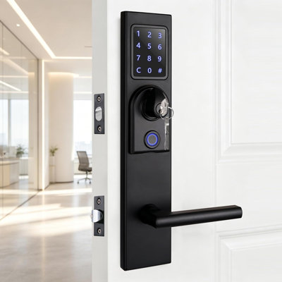 Serrure de porte intelligente pour intérieur de bureau avec clavier et lecteur d'empreintes digitales