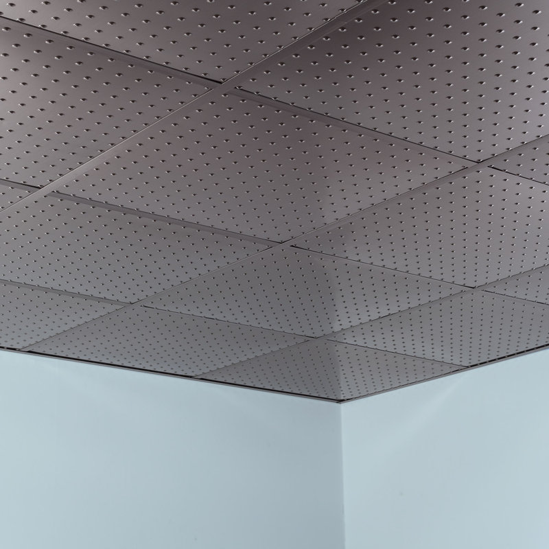 Panneau de plafond décoratif en vinyle 2 pi x 2 pi FASÄDE Minidome, Nickel brossé