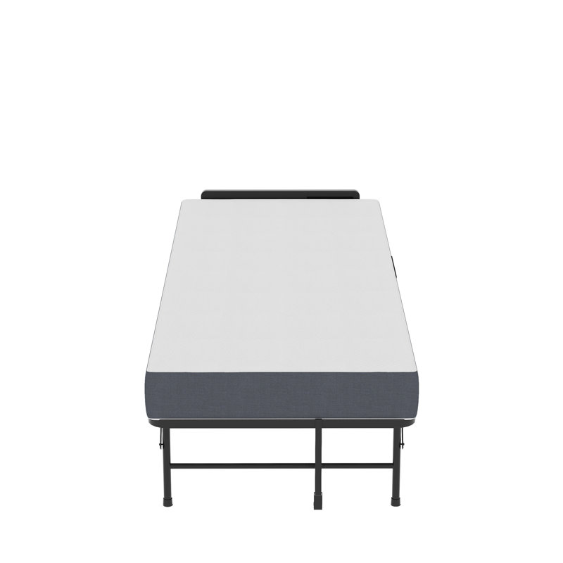 Lit pliant de 75 pouces avec tête de lit réglable et mousse à mémoire de forme de 5 pouces, lit d'invité escamotable peu encombrant pour les personnes de grande taille, lit simple sur roulettes portable, assemblage facile