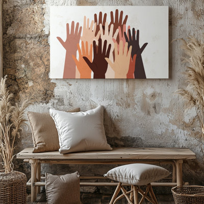 Canvas A Vibrant And Uplifting Illustration Featuring A Diverse Array Of Wall Art Hands Reaching Upward Showcasing Various Skin Tones Canvas Wall Art