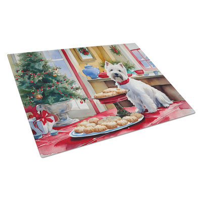 Westie Christmas Cookies Glass Cutting Board