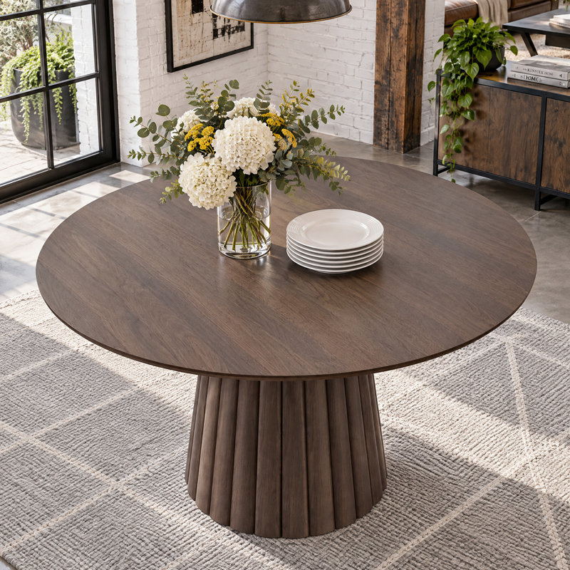 Table de salle à manger en bois massif, H 30 po x L 46 po x l 46 po, Walnut