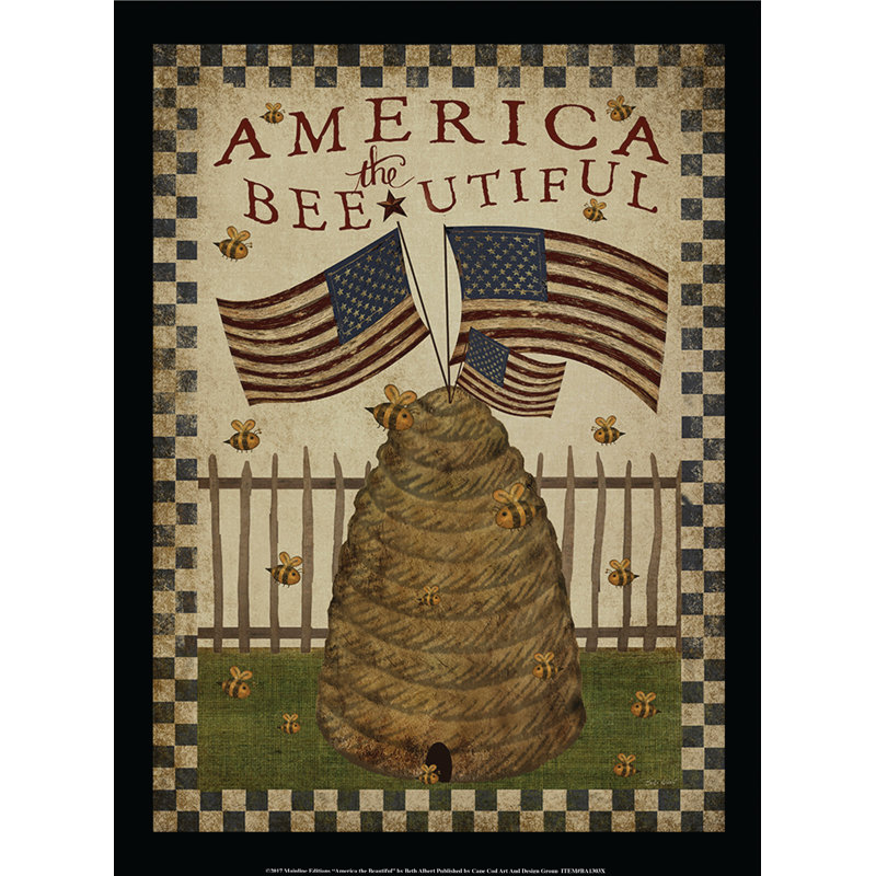 Reproduction d’art graphique encadrée « America the beautiful » par Beth Albert-impression sur papier