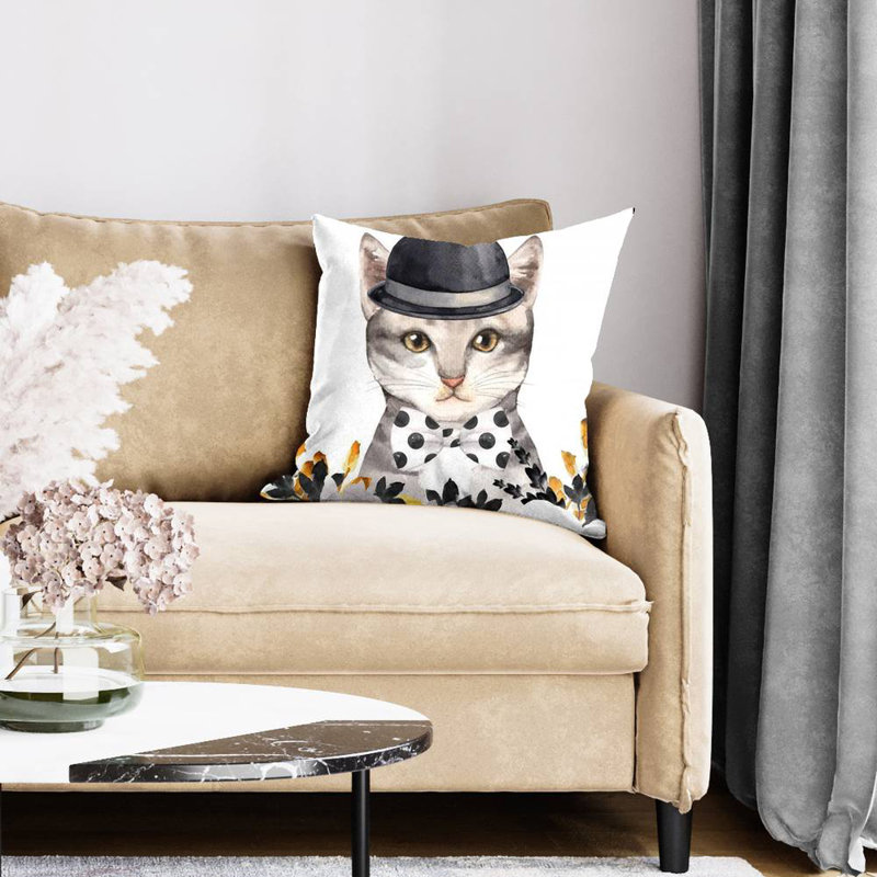Chic cat - 20"x20" Throw pillow - Poly twill - Print on demand