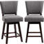 2 comptoirs, gris, siège de 26,5 po, aspect de siège pivotant, repose-pieds, repose-pieds, pour la cuisine et la salle à manger, fabrication en bois d'hévéa, tabourets de bar 2 coussins confortables, gris. Siège de 26,5 po de hauteur.