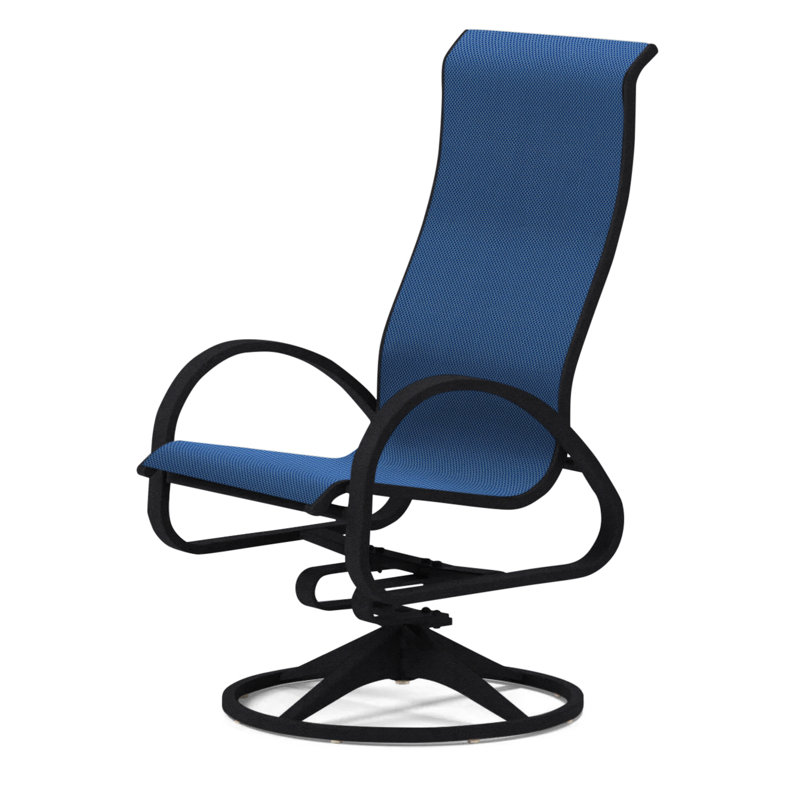 Fauteuil de patio pivotant Hiraku, Cobalt 35D Sunbrella®, Noir texturé
