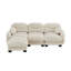 Canapé modulaire en L beige avec repose-pieds en chenille beige, canapé modulaire plissé avec accoudoirs et coussins ronds