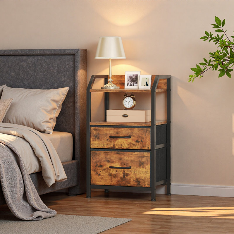 40cm W Bedside Table, Rustic Brown