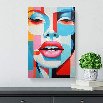 Lips Mouth Constructivism - Wrapped Canvas