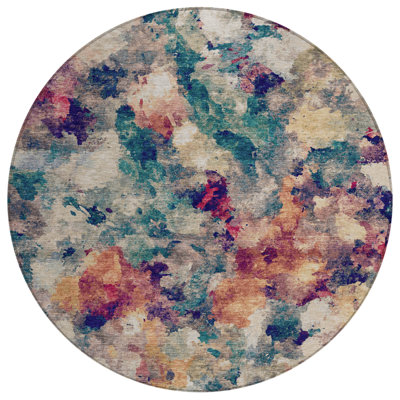 Machine Washable Indoor/Outdoor Husby ACN2203 Abstract Rug