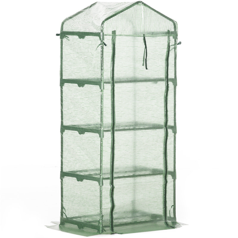 Ahrianna Mini Portable Greenhouse 4 Tiers 160H x 70L x 50W cm, Green
