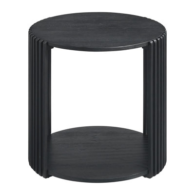 Estie Round Wood Slatted End Table With Open Shelf by George Oliver