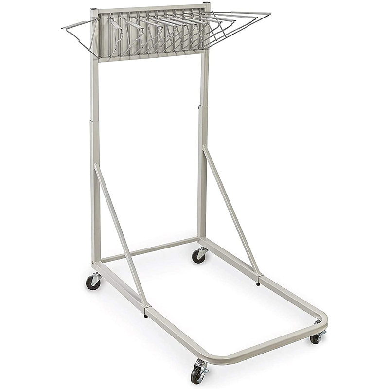 Grand support roulant vertical en acier gris Adiroffice avec pinces suspendues de 30 pouces, Gray