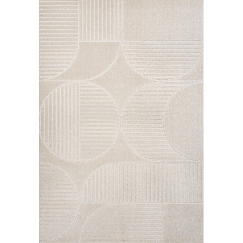 Tapis intérieur / extérieur rayé ivoire / crème Arnika, Rectangle 6 pi x 9 pi