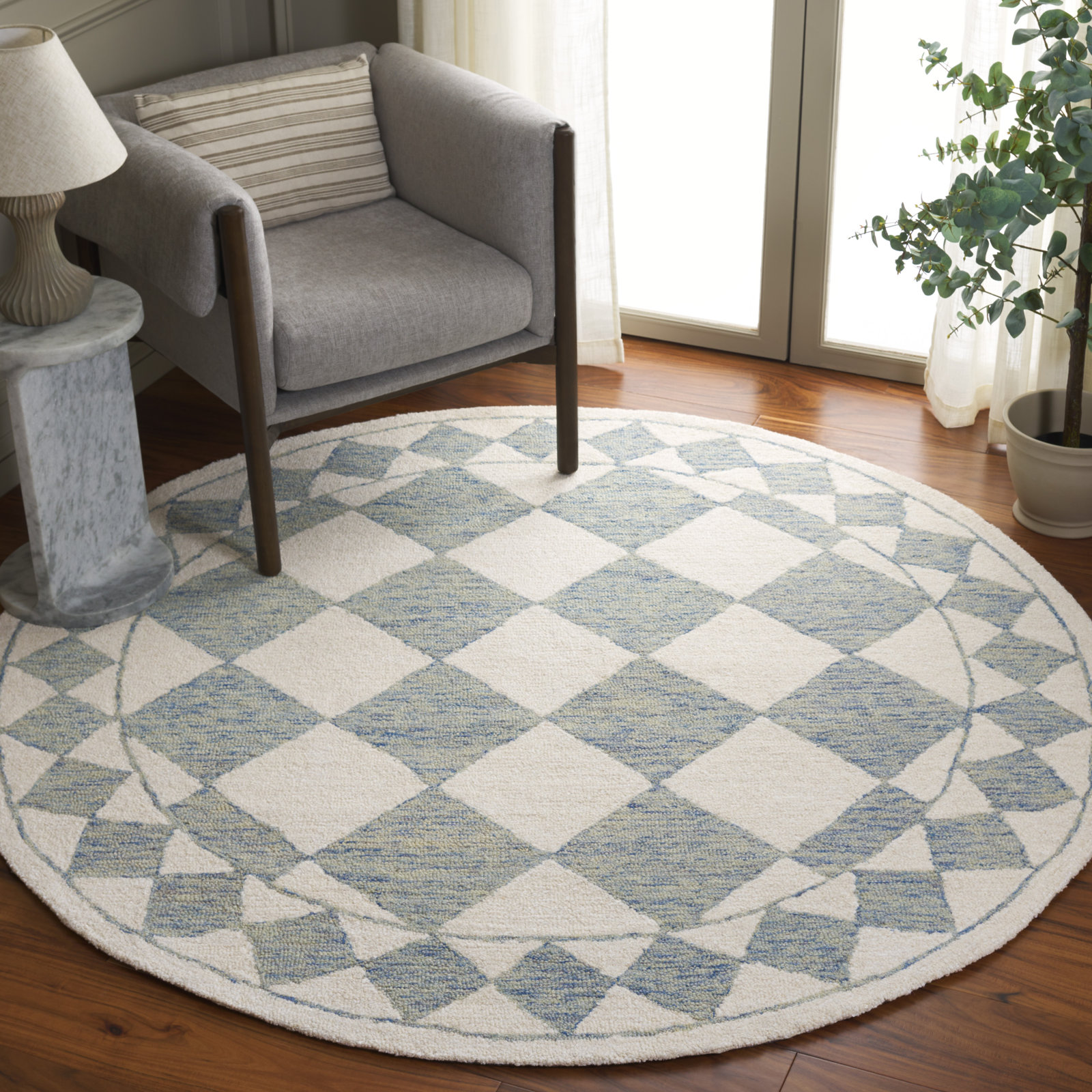 Claude Hand-Woven Geometric Rug, Round 6'