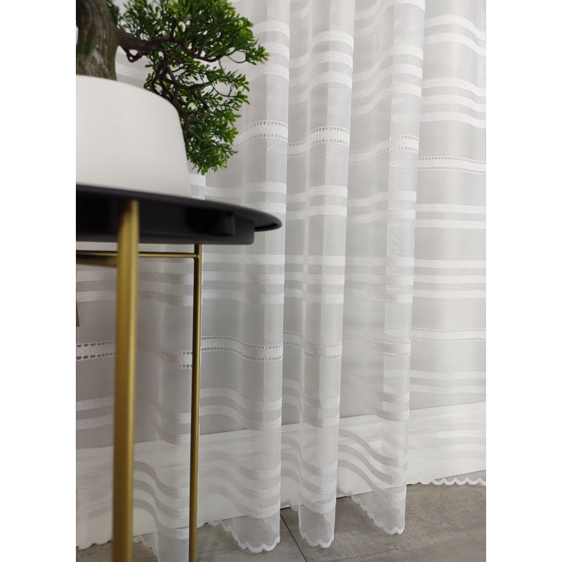 Prabhav Lace Semi Sheer Curtain Single Panel, 200cm Width x 274cm Drop
