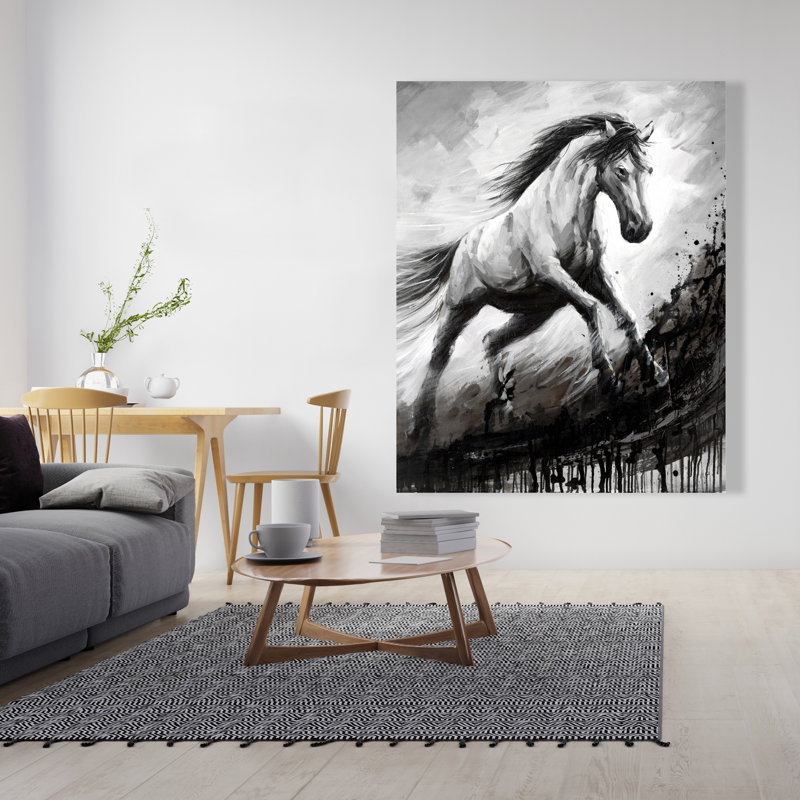 Cheval blanc dans le vent - Toile à motif animalier