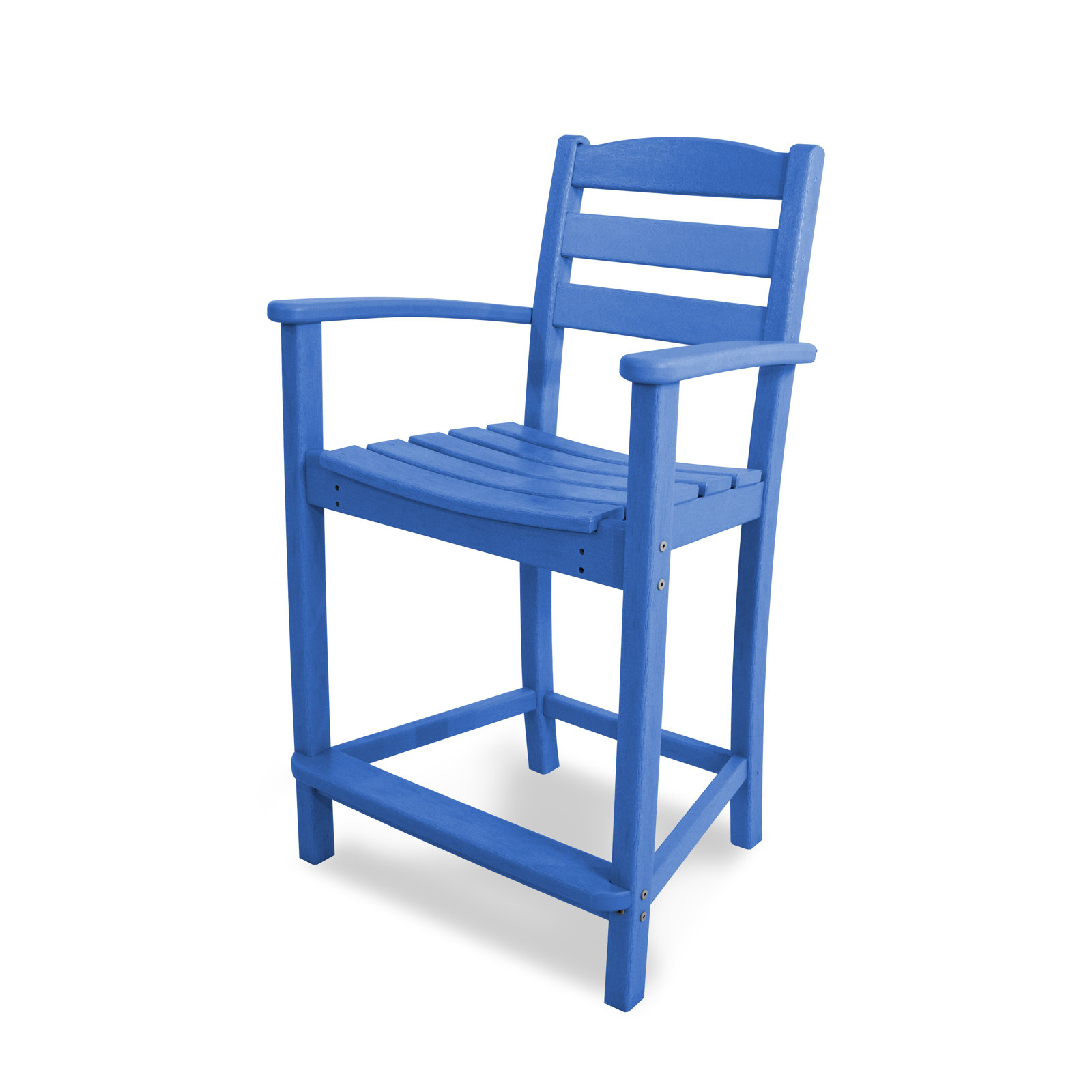 POLYWOOD La Casa Café Bar Arm Chair, Pacific Blue, Counter Stool (25.13” Seat Height)