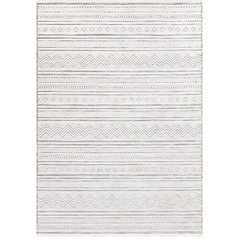 Rhealee Geometric Machine Made Indoor / Outdoor Area Rug, Rectangle 6'5" x 9'6"