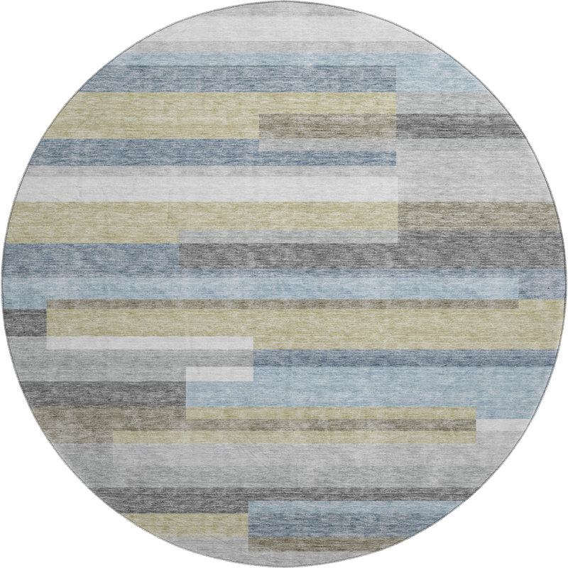 Premium Machine Washable Prisco Gray Rug, Round 8'