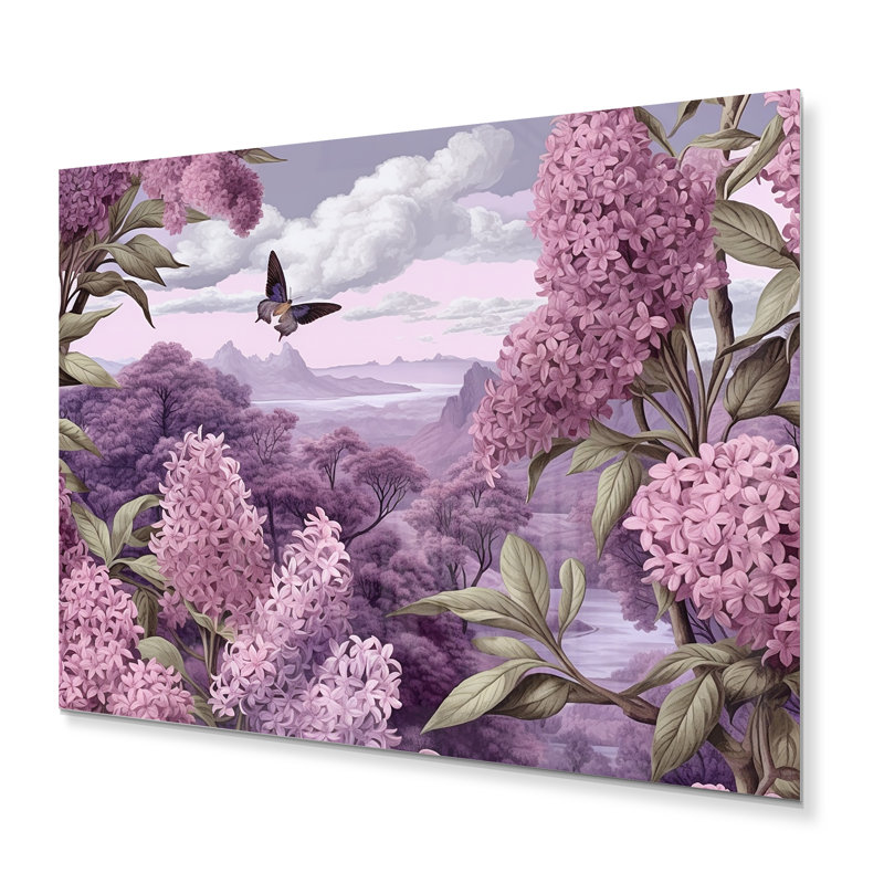 Lilas mauves parfumés, art mural en métal Lilas, H 30 po x l 40 po x P 1 po