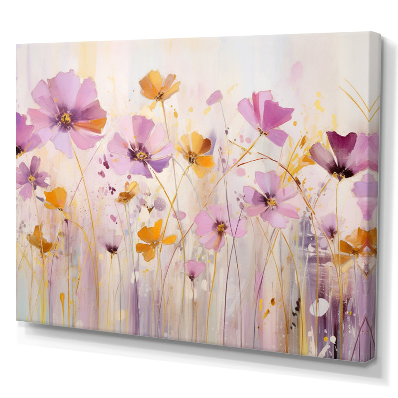 Fleurs fantaisistes roses II - impression, 12" H x 20" W, Toile tendue