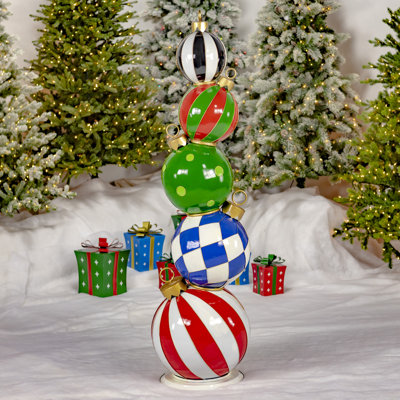 6.1ft. Tall Staggered Iron Christmas Ornament Display Tower
