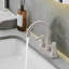 Robinet de lavabo de salle de bain central à 4 poignées en nickel brossé Fineline-107545220