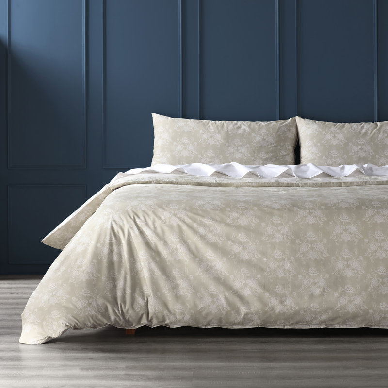 Ensemble de housse de couette réversible en coton Kollman, Housse de couette grand + 2 taies décoratives
