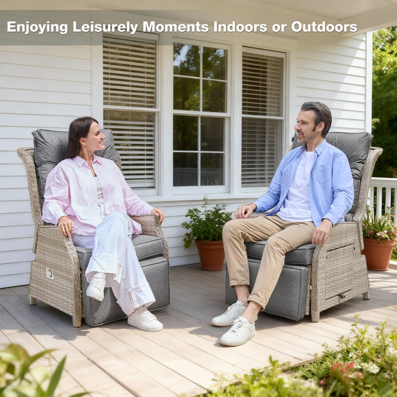 Garden Recliner Lounge Chair, Dark Grey