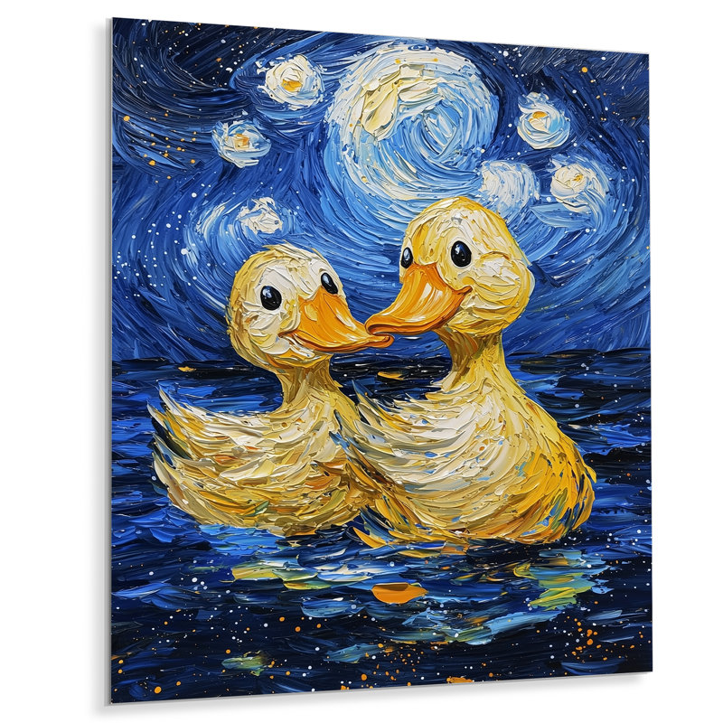 «Cute Ducks» par Vincent - Art mural en métal animalier, impression sur métal moderne, H 20 po x l 12 po x P 0,84 po