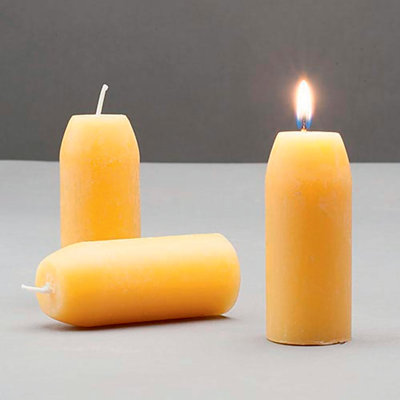 Kings County Tools 3 Pack of 3.25"x1.5" Pure Beeswax Candles for Lanterns, Emergency Preparedness, Parties, Church, Weddings, and Home Decor with 12 Hour Burn Time (Unscented)