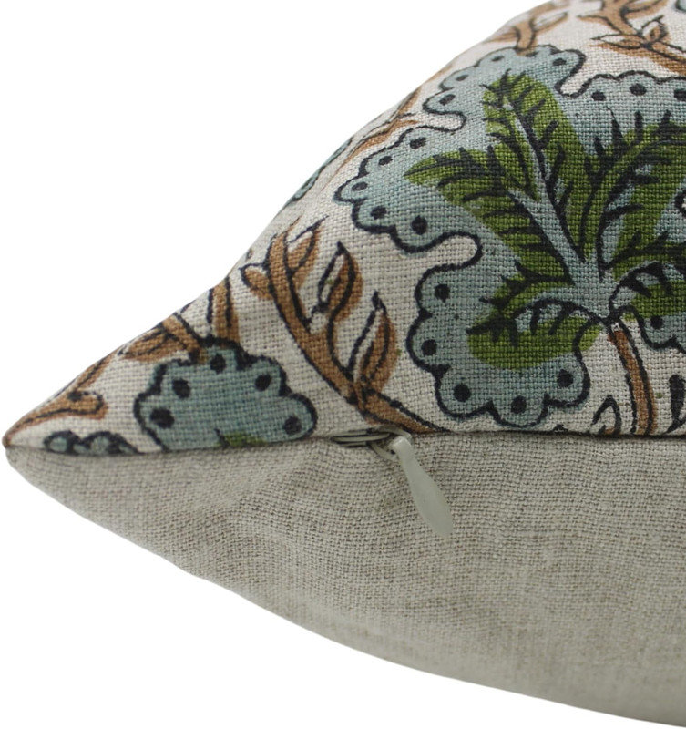 Hand Block Pirnt Pillow Cover Linen Hand Blocl Pirnt From Indian Decorative Cushion Cover Block Print Couch Cushion Cover ( Pushp Samhita )