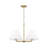 27"W x 15"H 4-Light Chandelier in Matte Brass with White Fabric Shades and Glass Diffusers
