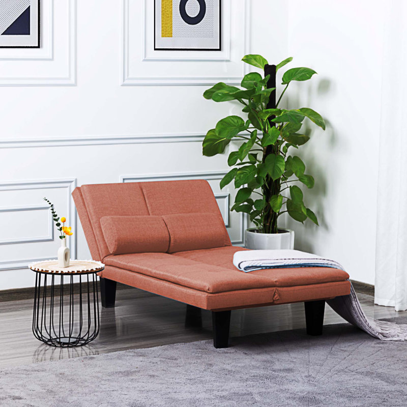 Canapé-lit à accoudoirs coussinés 63,39 po Deshaune, 100 % polyester orange