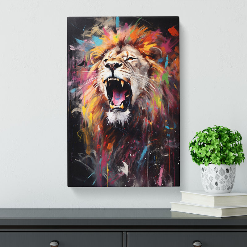 Lion Gestural - Wrapped Canvas, 60cm H x 40cm W x 3cm D