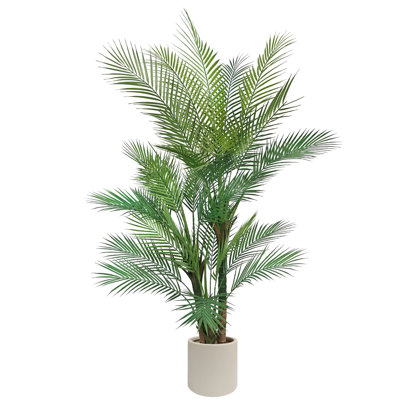 Artificial Palm Tree in White Plastic Pot ,Faux Palm Trees for Outdoor & Indoor