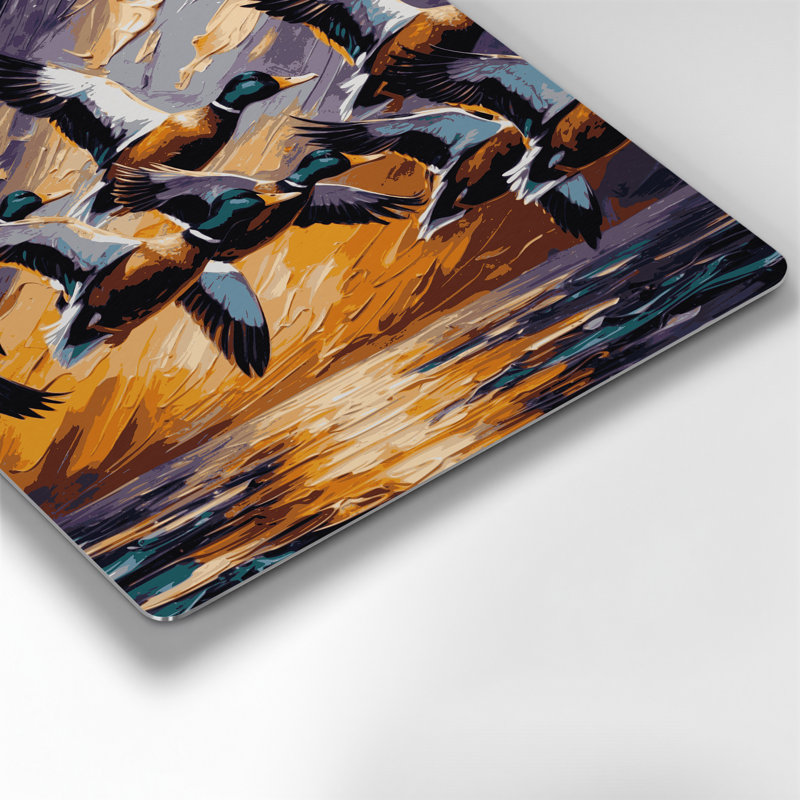 Oiseau colvert, art mural mauve en métal, H 192 po x l 192 po x P 0,05 po
