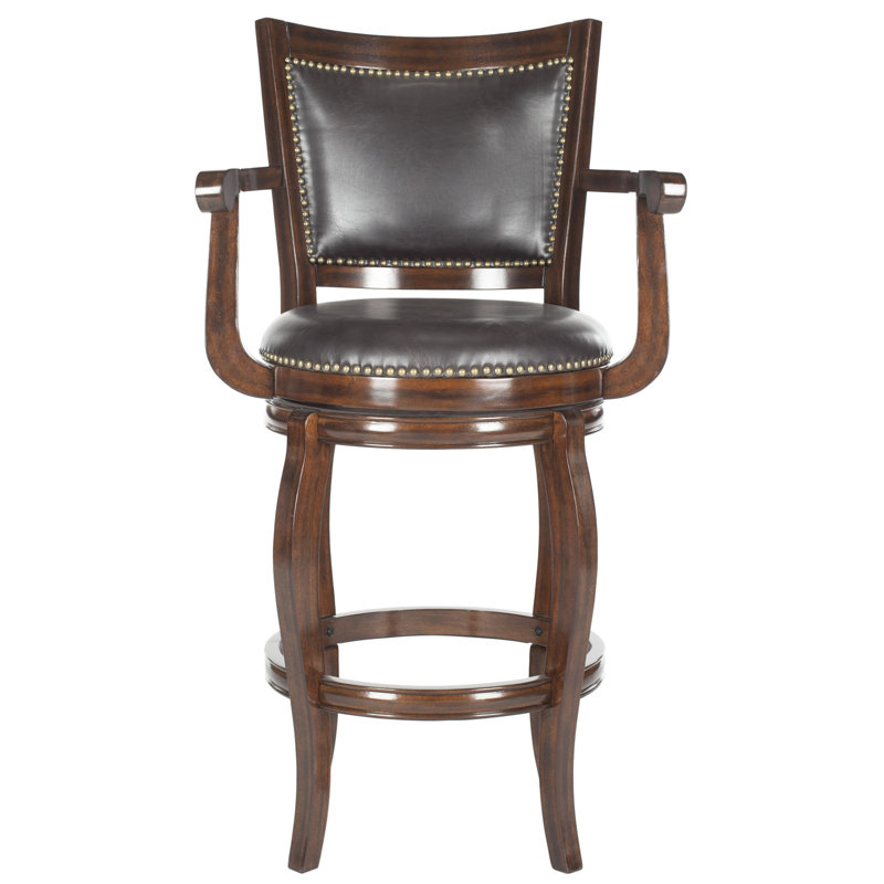 Aare Swivel Upholstered Counter Stool, Brown, Espresso