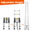 Échelle télescopique, échelle d'extension télescopique, échelle pliante en alliage d'aluminium portable multi-usages pour le travail intérieur et extérieur, charge robuste de 300 lb