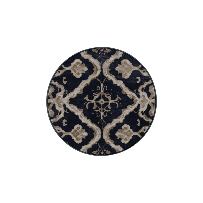 Machine Washable Gray Area Rug, Round 7'