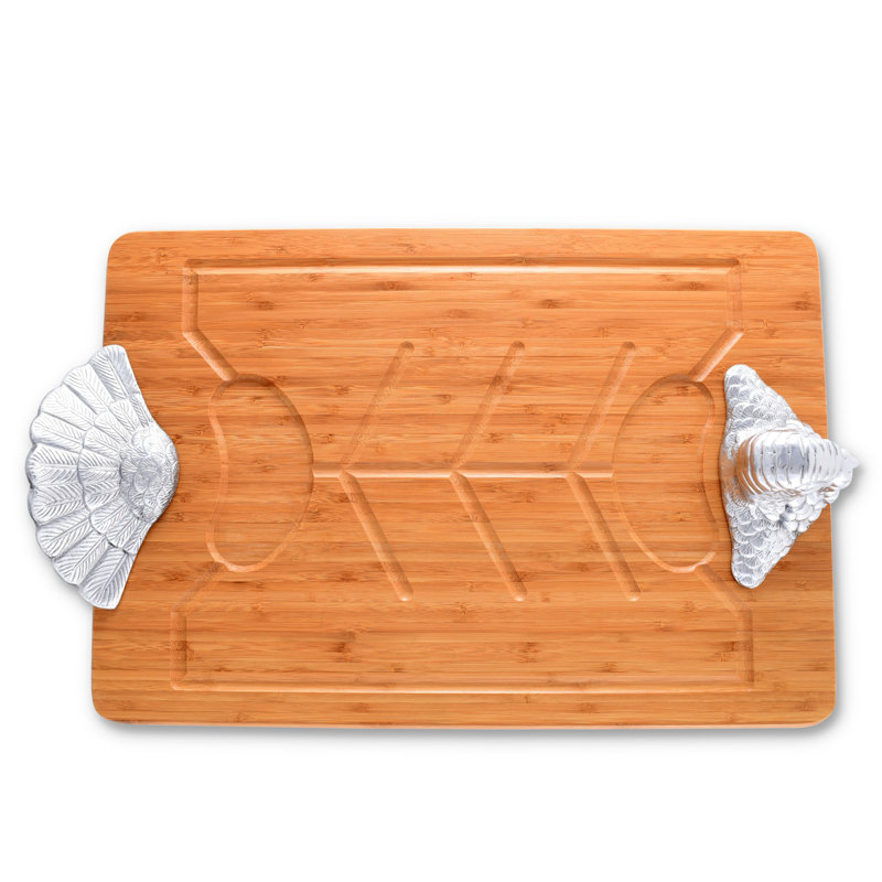 Arthur Court Designs Game Birds Turkey Bamboo Carving Board