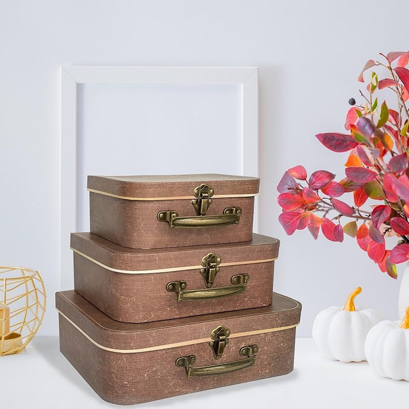 Ensemble de 3 boîtes de rangement décoratives avec couvercles