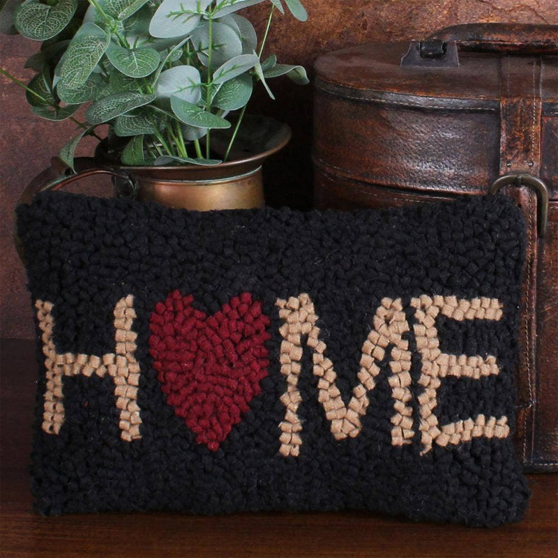 Home Hooked Pillow 8X12  Black