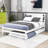 Full Size Wooden Platform Bed with Trundle-137102189